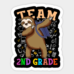 Dabbing Sloth Team 2nd Grade Back To School Shirt Boys Girls Sticker